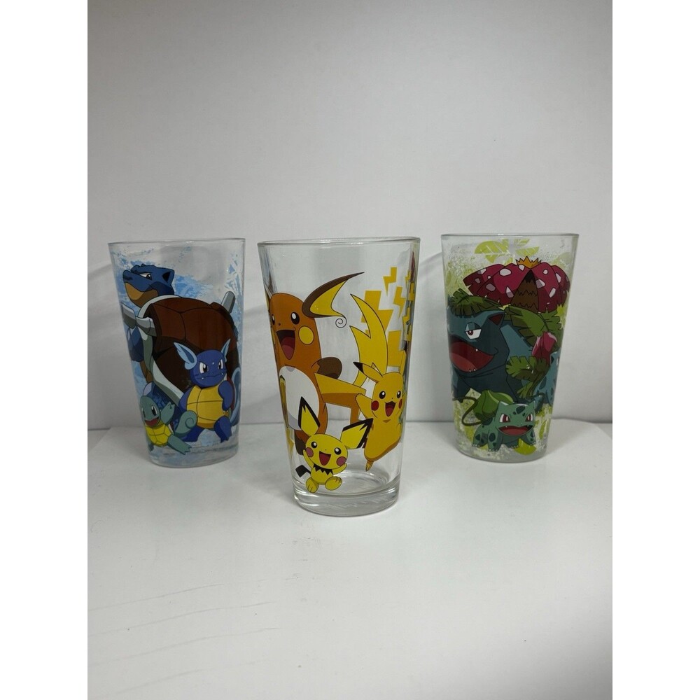 Pokemon Starter Evolutions Pint Glasses Pikachu Bulbasaur Venusaur